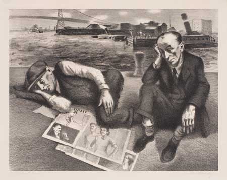 Appraisal: NICOLAI CIKOVSKY On the East River Lithograph circa s x