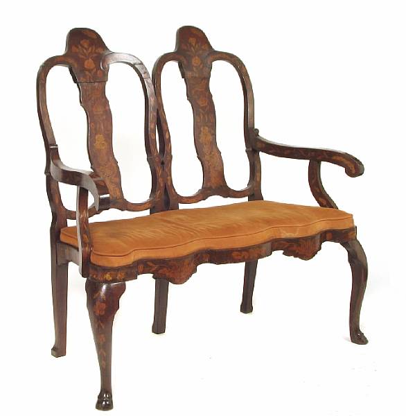 Appraisal: A Dutch Rococo style marquetry settee th century height in