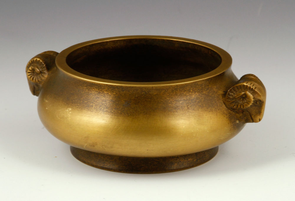 Appraisal: - Chinese Censer Bronze Chinese censer bronze with ram's head