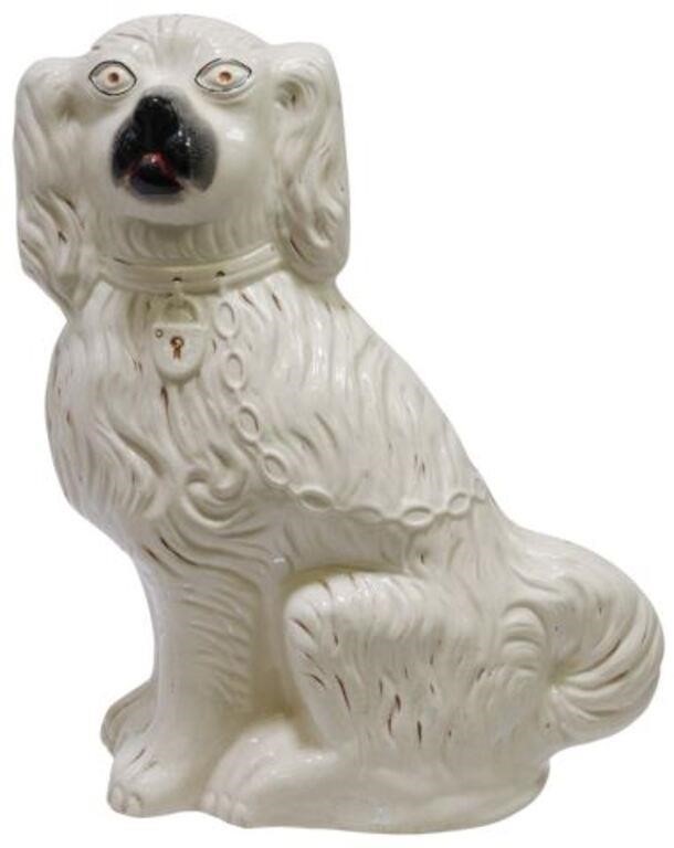 Appraisal: English Staffordshire mantel dog early th c with remnants of