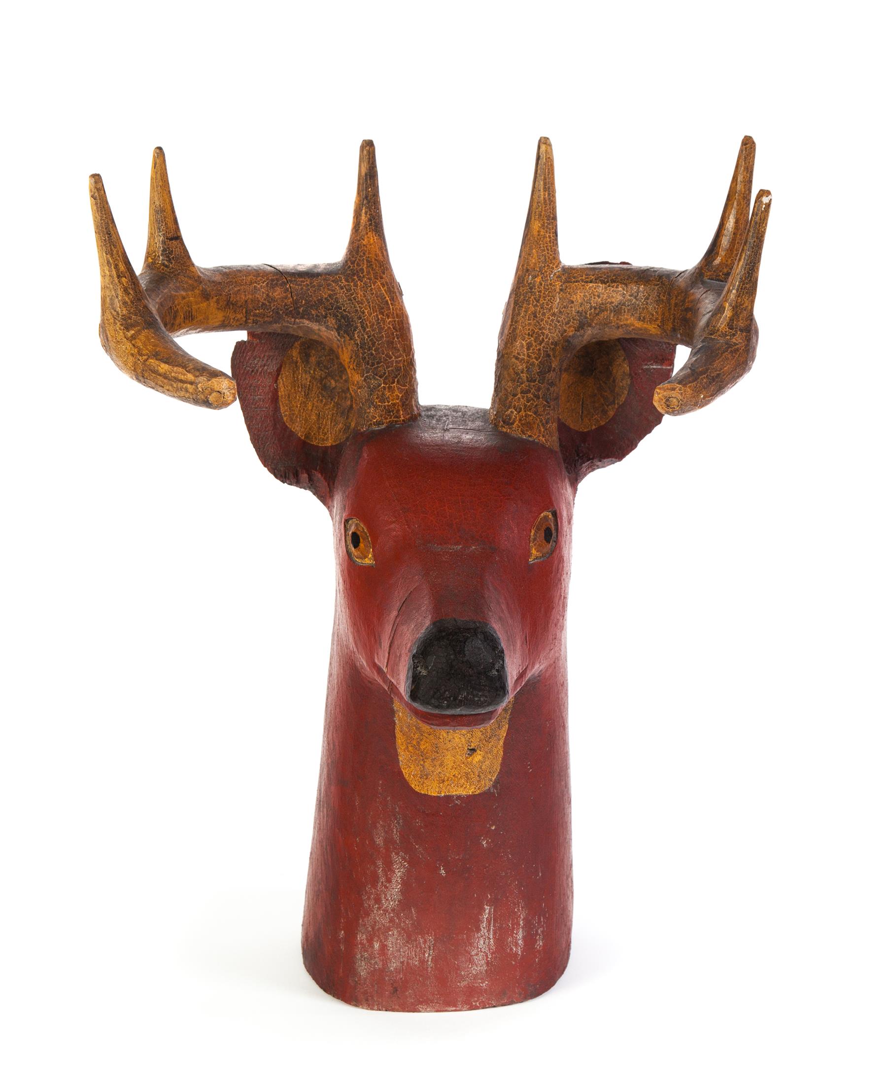 Appraisal: AMERICAN FOLK ART DEER HEAD Mid th century mixed woods