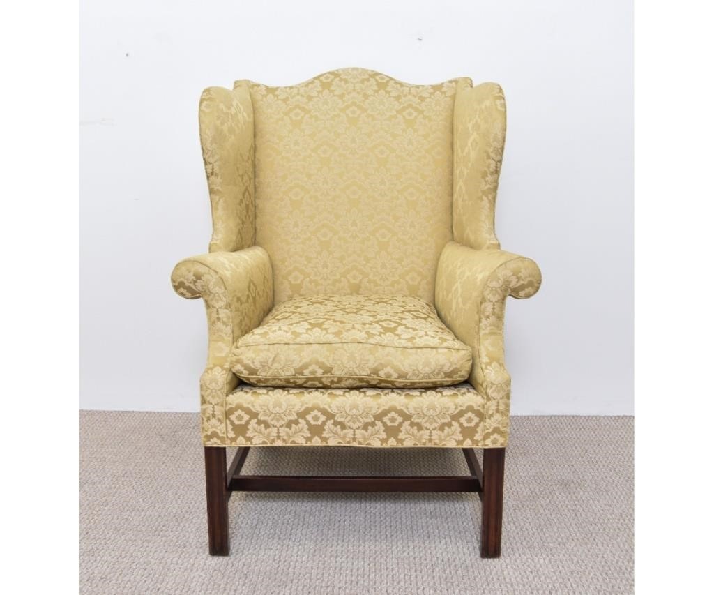 Appraisal: Chippendale mahogany wing chair th c probably English bottom legs