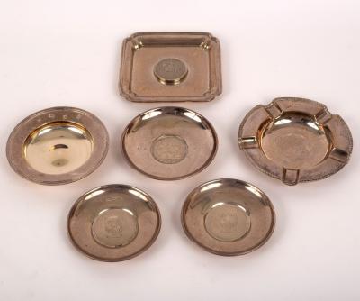 Appraisal: Six silver ashtrays th Century the largest cm wide approximately