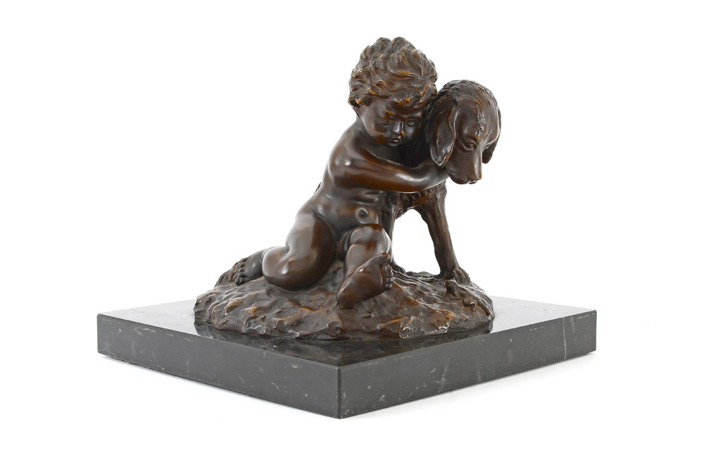 Appraisal: BRONZE SCULPTURE OF A YOUNG BOY DOG SIGNED D'ASTE ''