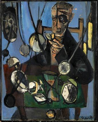 Appraisal: FREDERICK FRANCK - THE CLOCK MAKER Oil on canvas x