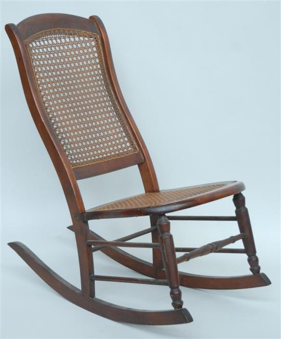 Appraisal: CANNED LOW ROCKING CHAIR Rocker H W D