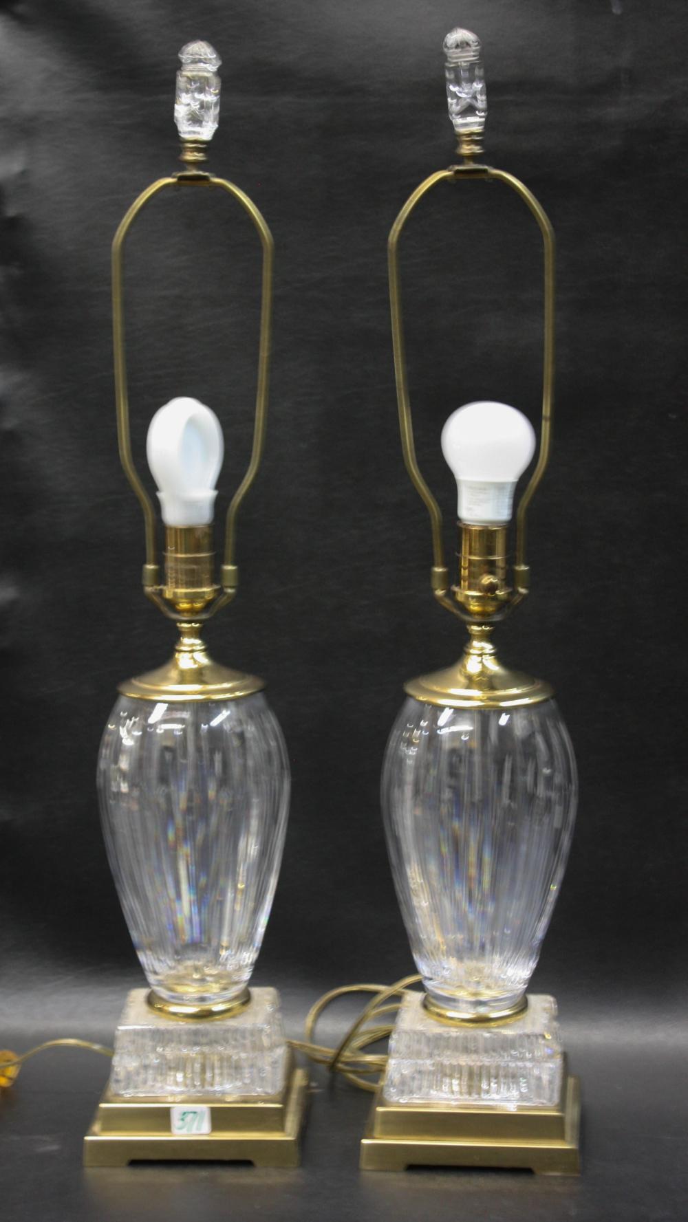 Appraisal: PAIR OF WATERFORD CUT CRYSTAL TABLE LAMPS raised with high