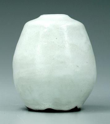 Appraisal: Ben Owen egg vase foamy white glaze base impressed Ben