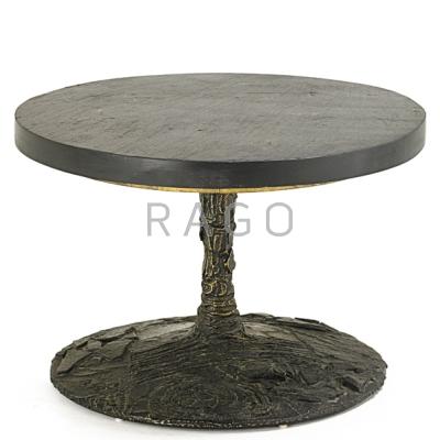 Appraisal: PAUL EVANS - DIRECTIONAL Sculptured Metal side table USA Bronze