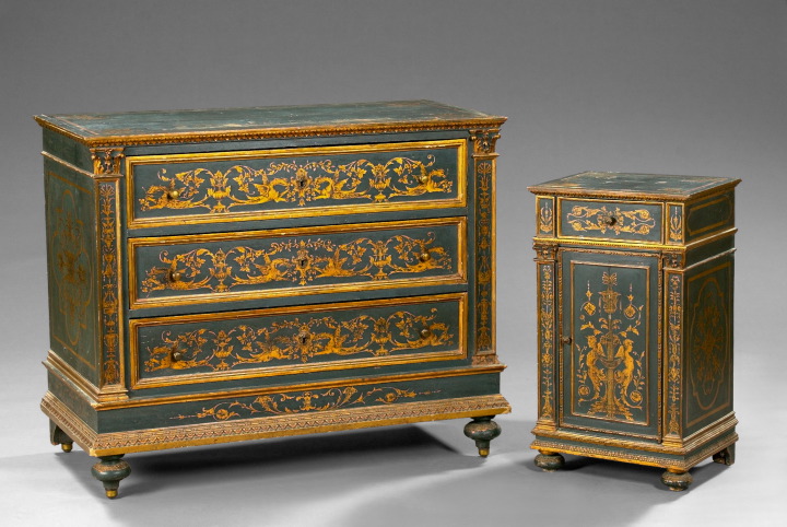 Appraisal: Venetian Four-Piece Polychrome-Decorated Bedroom Suite third quarter th century consisting