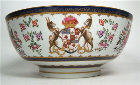 Appraisal: A late th century Samson armorial porcelain bowl decorated with