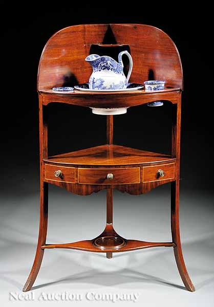 Appraisal: A George III Inlaid Mahogany Corner Washstand late th c