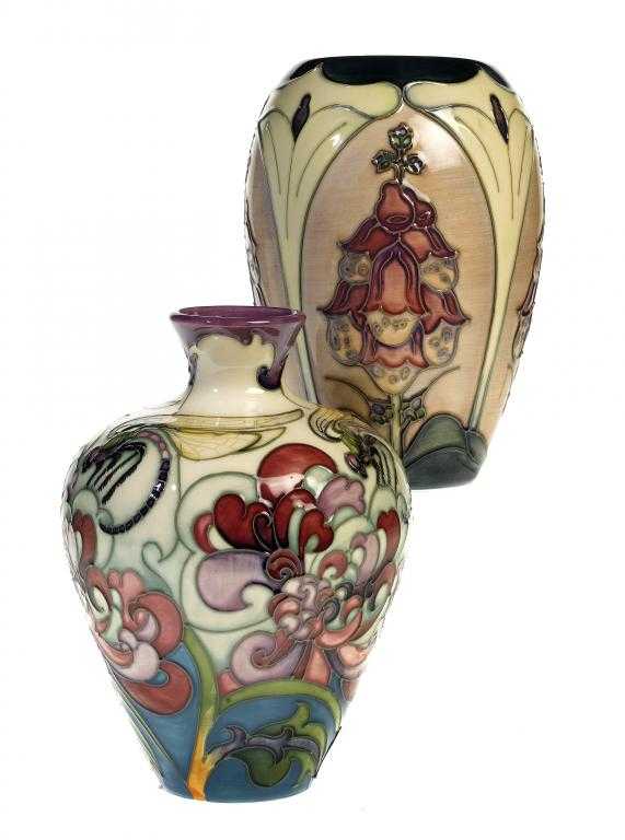 Appraisal: A MOORCROFT FOXGLOVE VASE DESIGNED BY RACHEL BISHOP cm h