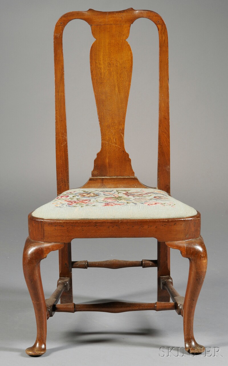 Appraisal: Queen Anne Walnut Compass-seat Side Chair Massachusetts c - the