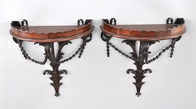 Appraisal: A Pair of Hand Carved Wood Wall Brackets Neoclassical in