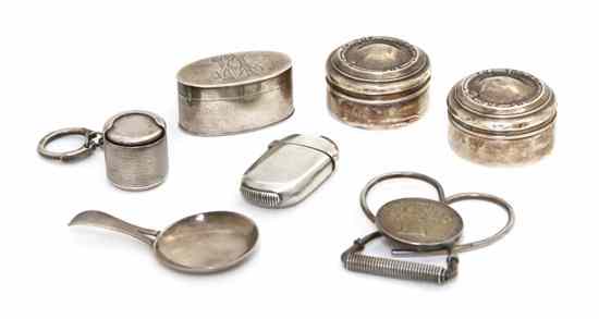 Appraisal: A Collection of English Silver Pocket Articles comprising a compact