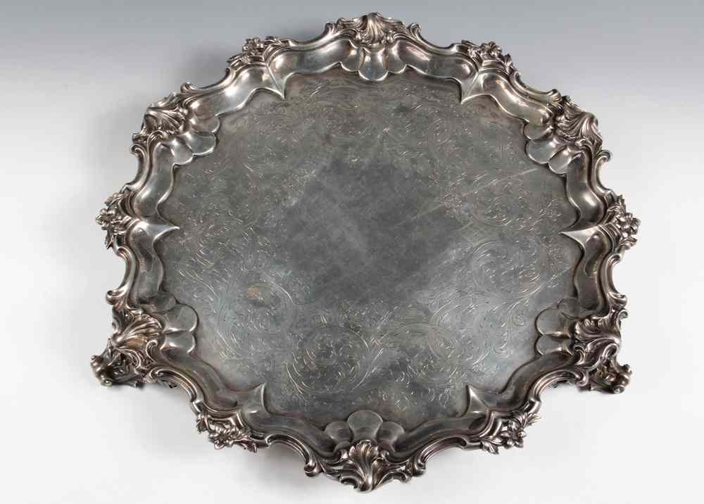 Appraisal: STERLING TRAY - English Sterling Footed Tray hallmarked London Edward