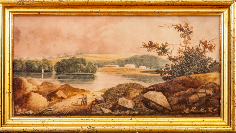 Appraisal: AMERICAN SCHOOL VIEW ON THE HUDSON Watercolor on paper unsigned