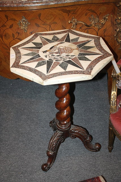 Appraisal: A TH CENTURY MARBLE TOP OCCASIONAL TABLE with a spiral