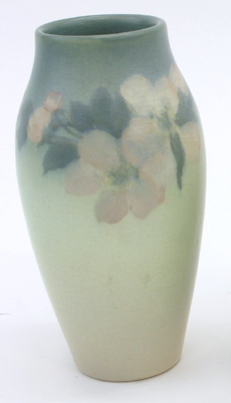 Appraisal: AMERICAN ROOKWOOD VELLUM GLAZE VASE hand painted with vintage roses