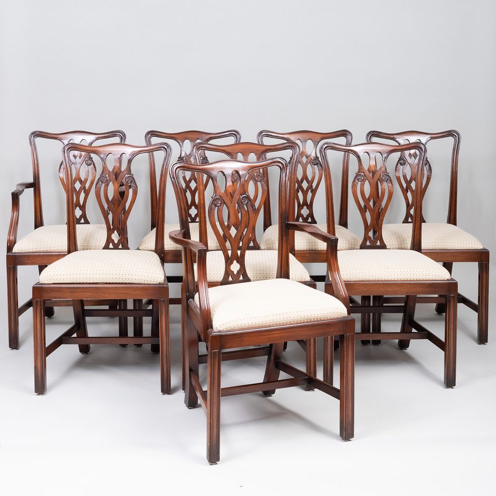 Appraisal: Set of Eight George III Style Mahogany Dining Chairs Comprising