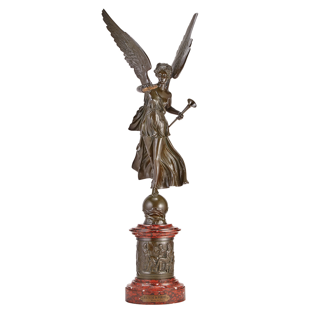 Appraisal: Neoclassical Style Bronze and Rouge Griotte Marble Figure Titled Victoire