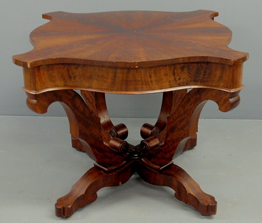 Appraisal: Empire occasional table c with a highly figured crotch mahogany