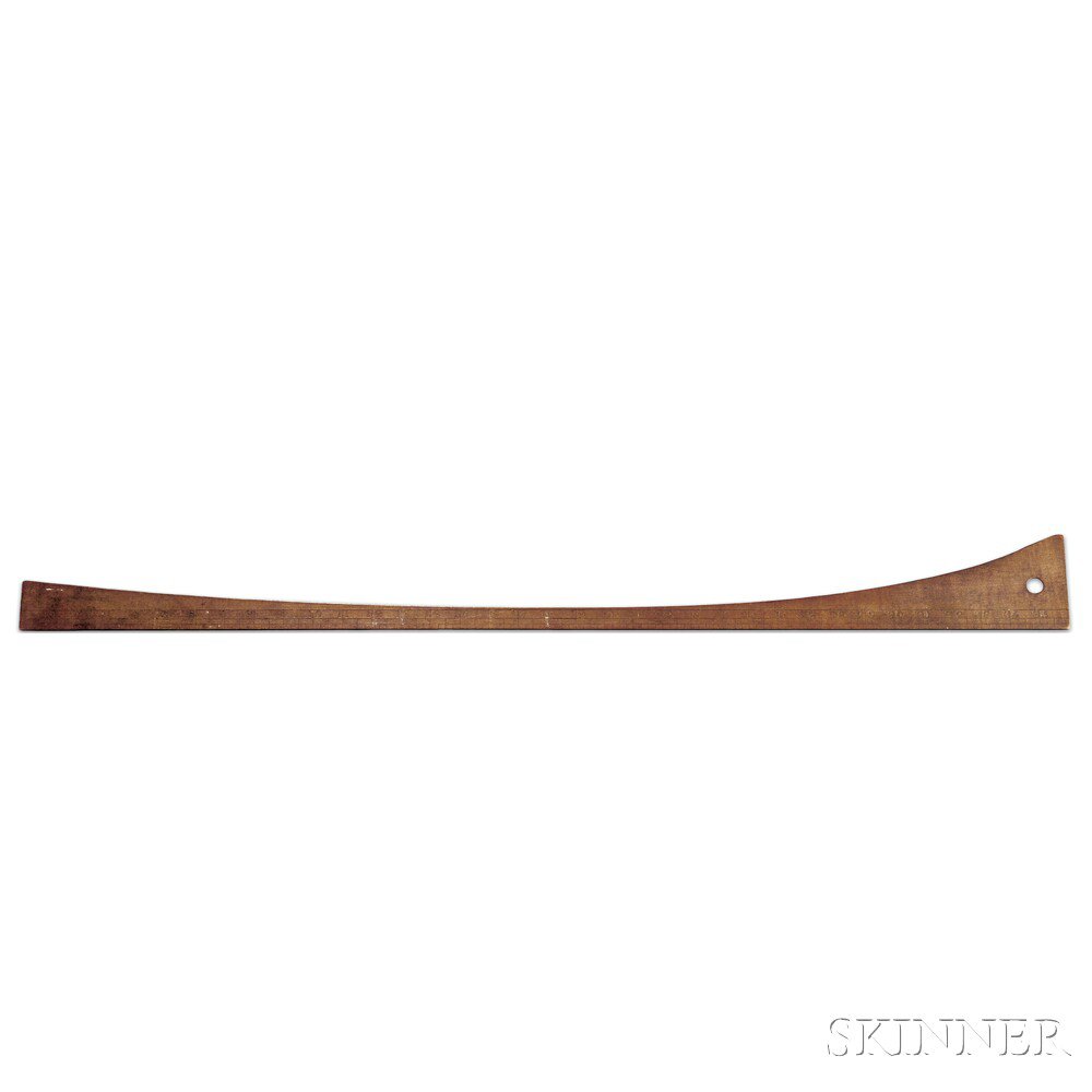 Appraisal: Shaker Maple Tailor's Ruler dated with a curved edge reportedly