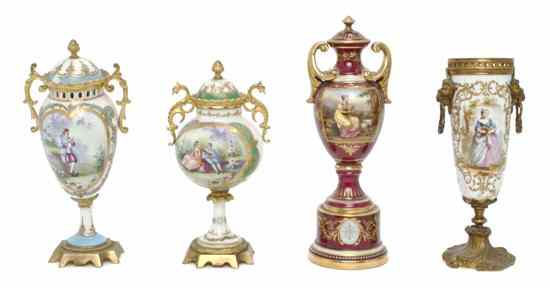 Appraisal: A Collection of Four Continental Porcelain Vases each of urn