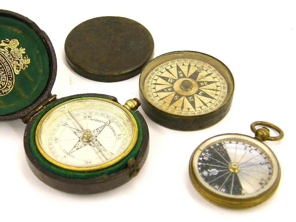 Appraisal: Brass pocket compass by Negretti Zambra in gilt brass case