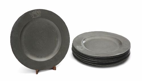 Appraisal: A set of ten th century pewter plates of plain