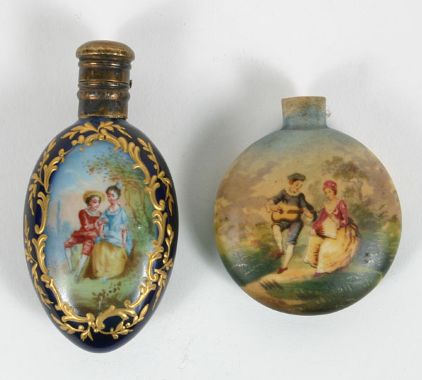 Appraisal: Lot of porcelain scent bottles with hand painted Romantic era