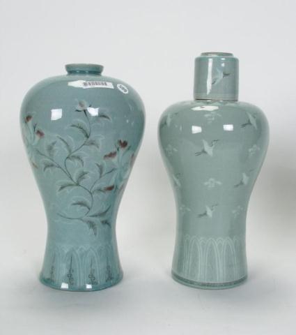 Appraisal: Two Chinese Decorator Celadon Vases '' and '' high