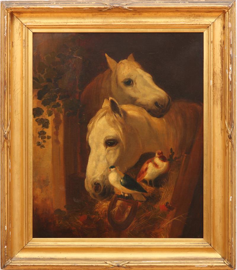 Appraisal: ATTRIBUTED TO JOHN F HERRING II - TWO WHITE HORSES