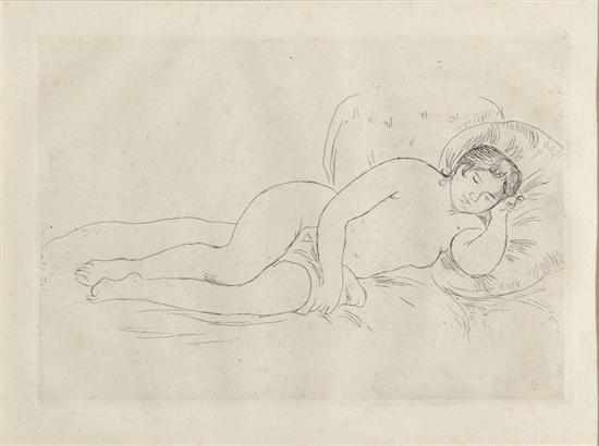 Appraisal: Pierre Auguste Renoir French - FEMME NUE COUCHEE etching unframed