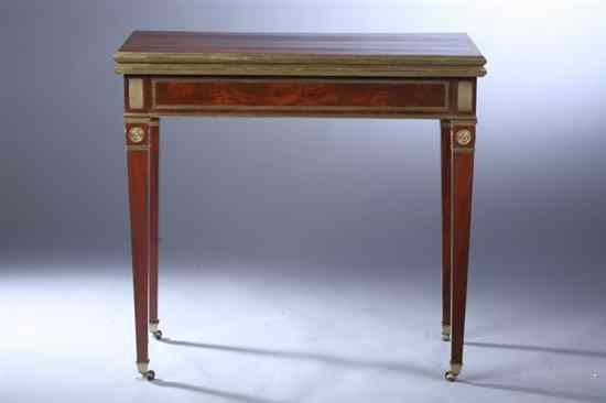 Appraisal: RUSSIAN NEOCLASSICAL STYLE MAHOGANY AND BRASS MOUNTED GAMES TABLE Hinged