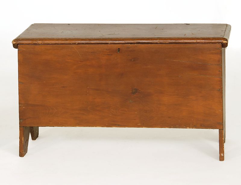 Appraisal: ANTIQUE SIX-BOARD LIFT-TOP CHEST In pine with molded top edge