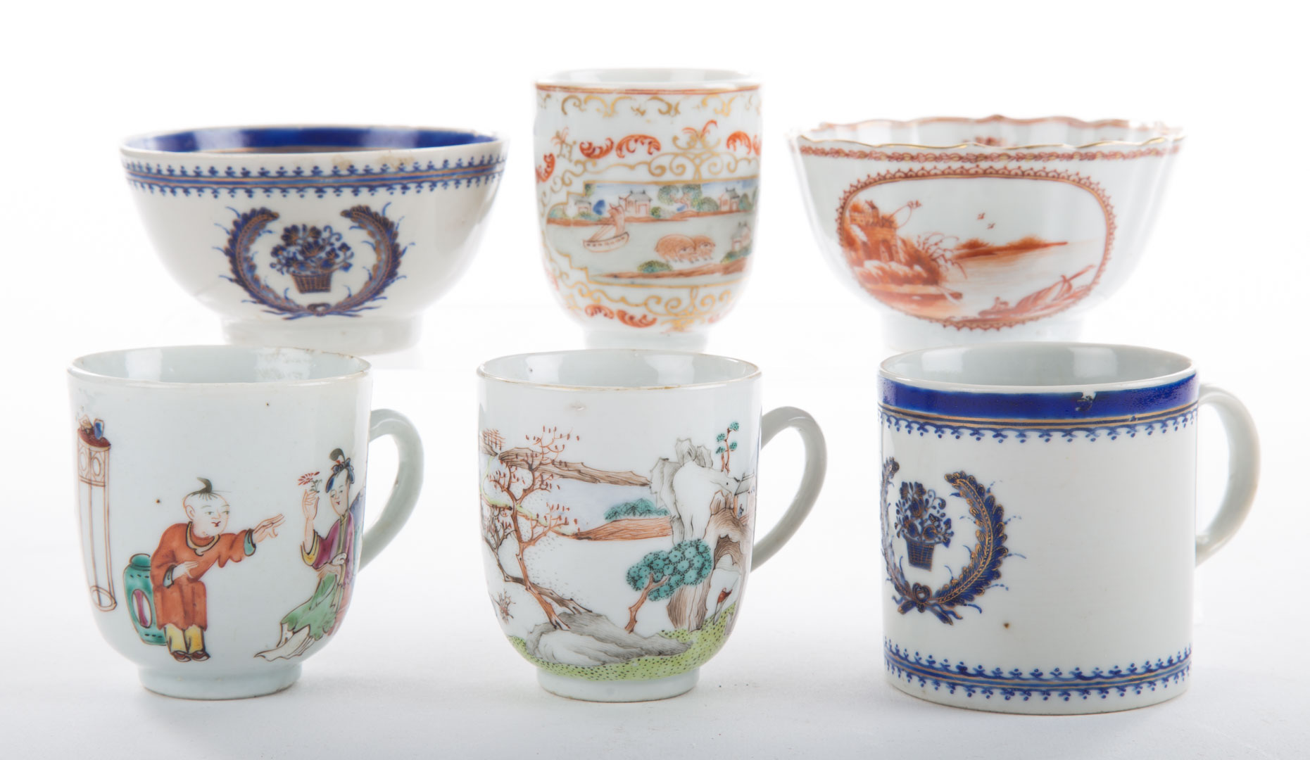 Appraisal: Six assorted Chinese Export porcelain teacups late th century including