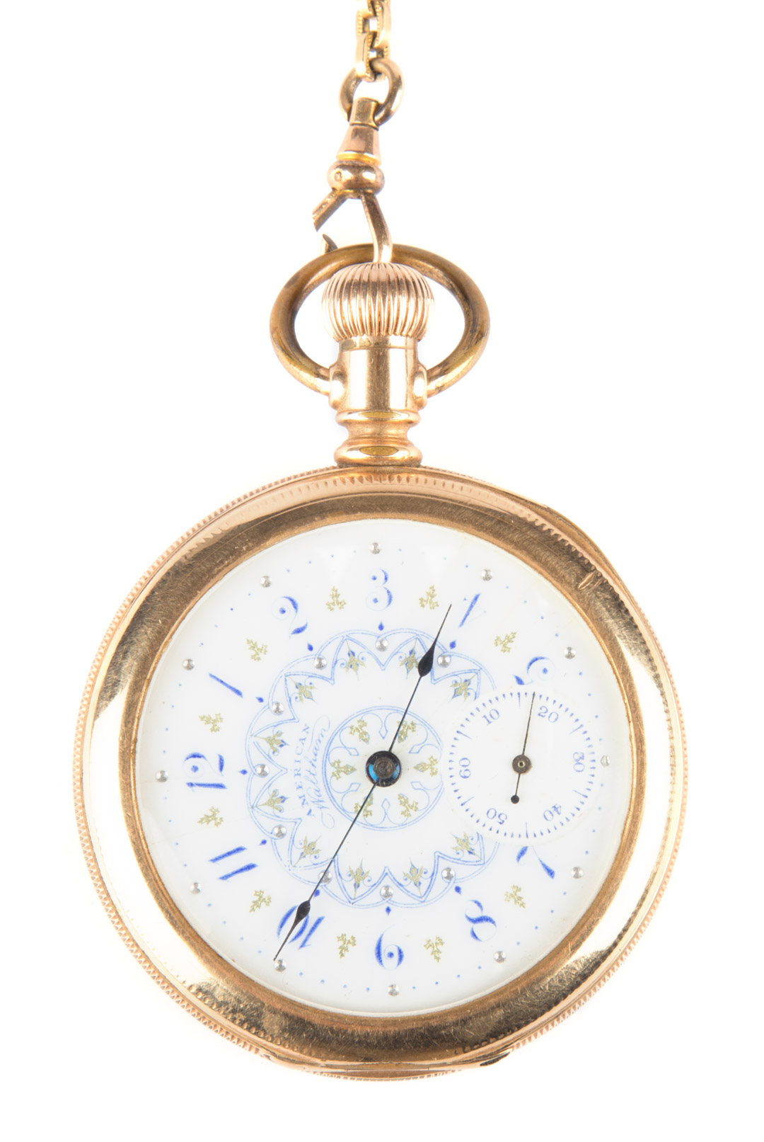 Appraisal: An American Waltham Pocket Watch and chain Gold plated pocket