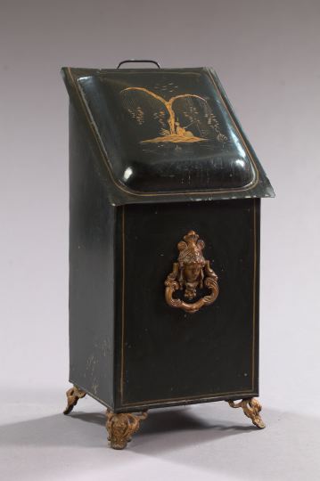 Appraisal: Late Victorian Ebonized and Parcel-Gilt Metal Coal Scuttle ca the