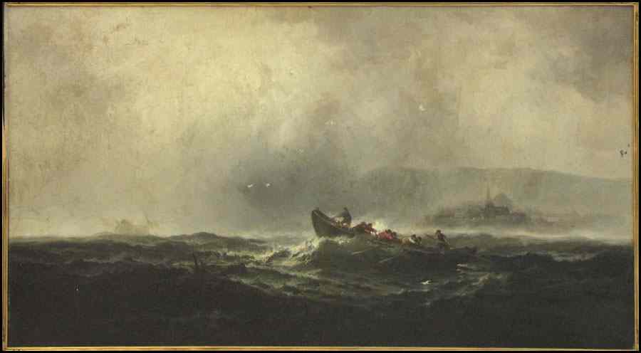 Appraisal: FRANKLIN BRISCOE AMERICAN - BOAT IN PERIL Oil on canvas