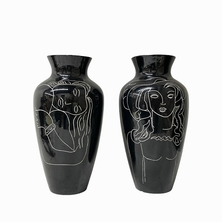 Appraisal: Pair of Picasso Inspired Vases Pair of Picasso Inspired Vases