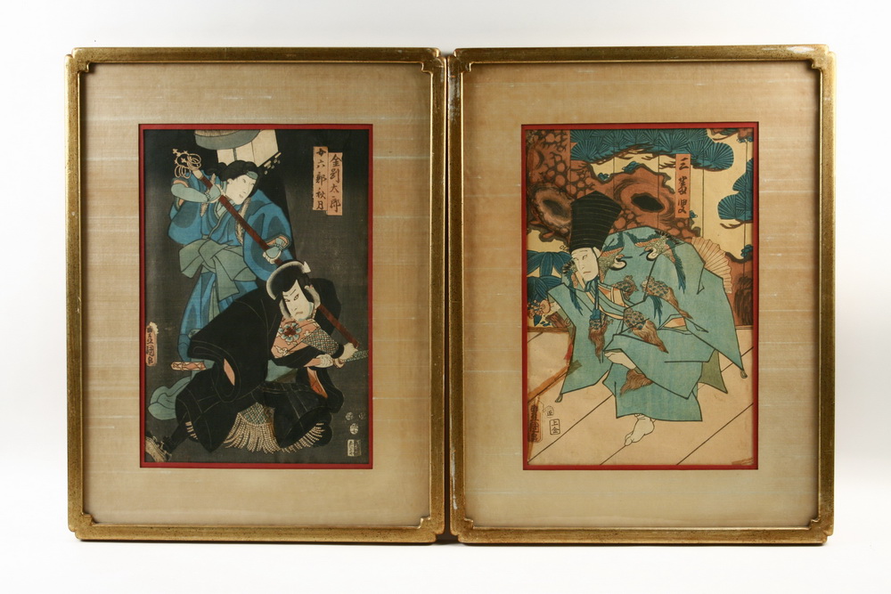 Appraisal: JAPANESE WOODBLOCK PRINTS - Kabuki Scenes by Toyokuni one with