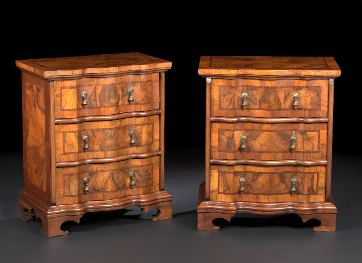 Appraisal: Pair of Italian Walnut Bedside Commodes each with a banded