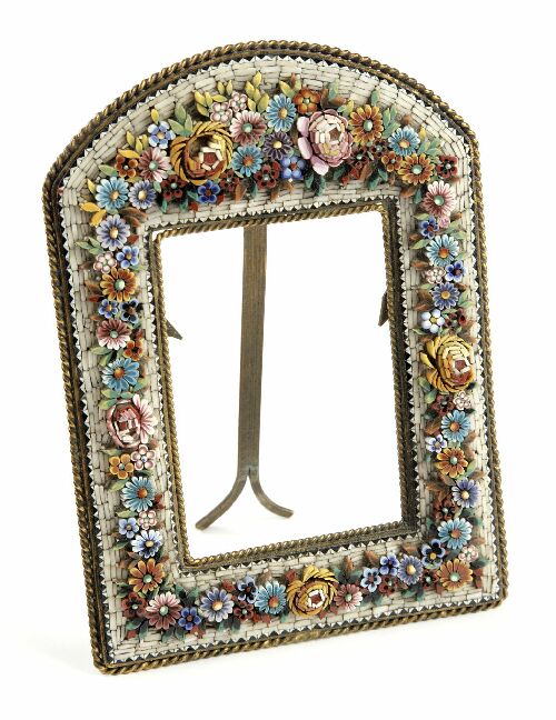 Appraisal: An th century Italian micro-mosaic easel picture frame of arched