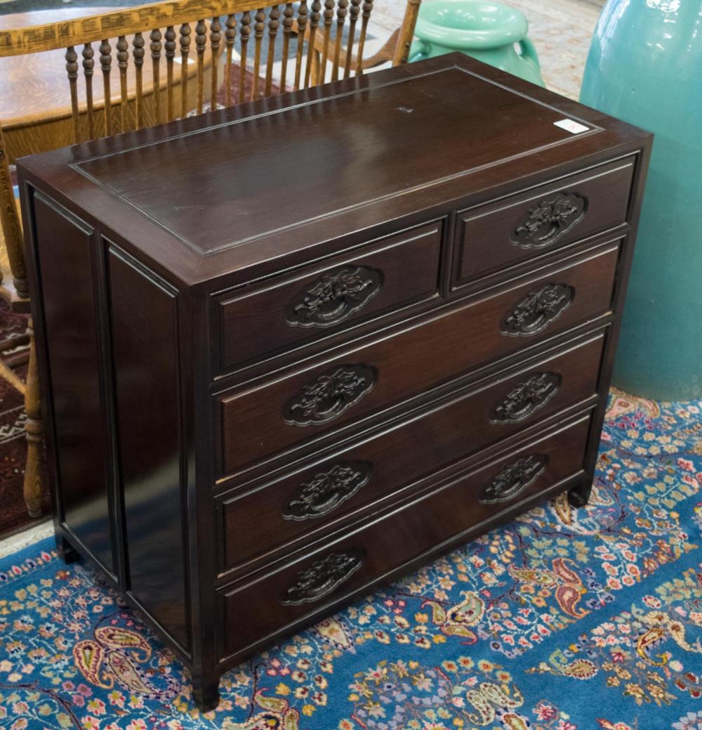 Appraisal: CHINESE EXPORT ROSEWOOD CHEST OF DRAWERS with two short and