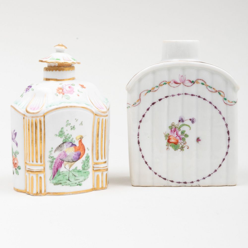 Appraisal: Two Samson Porcelain Tea Caddies Comprising A shaped caddy and