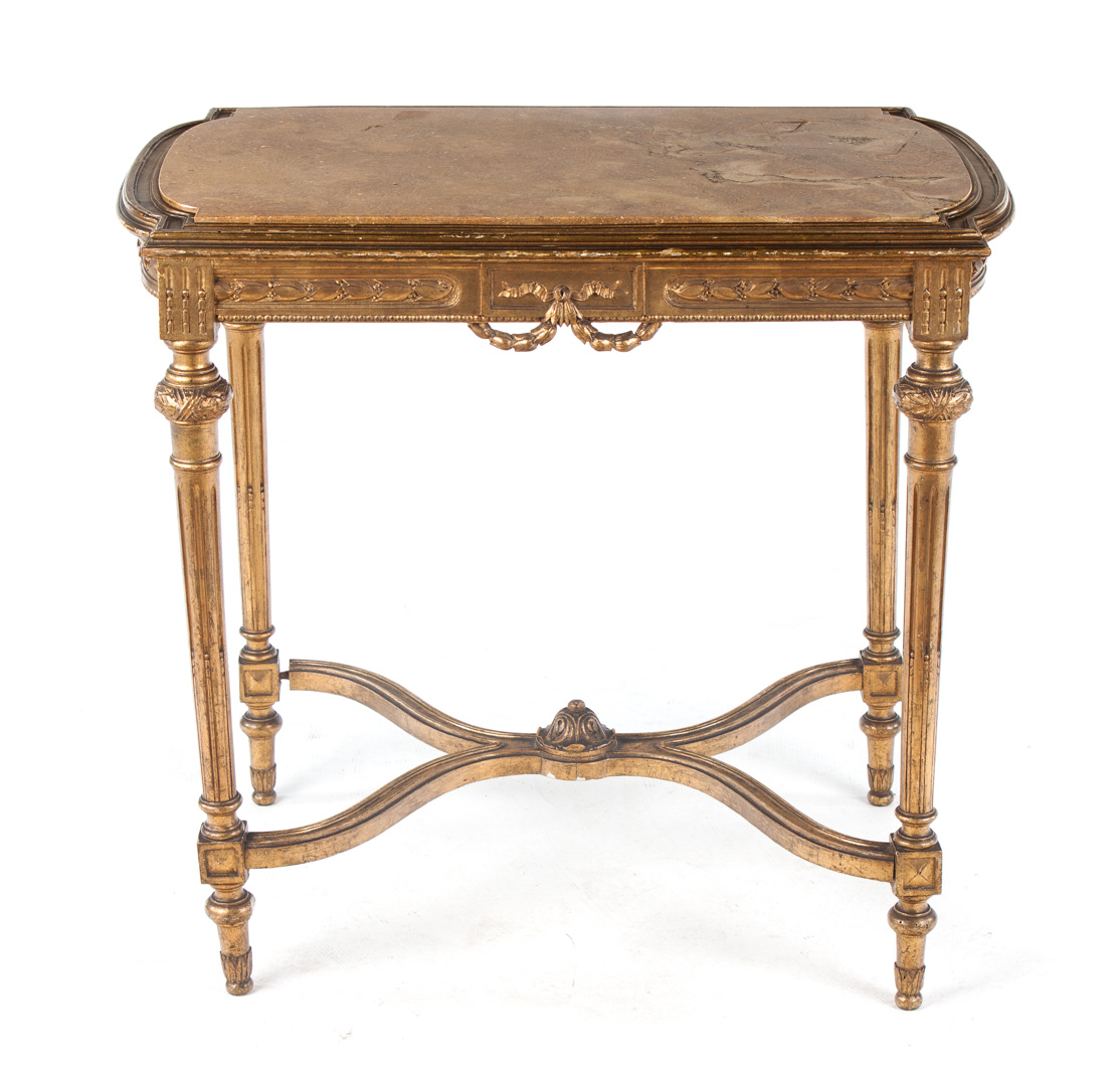 Appraisal: Louis XVI style giltwood table de milieu flat top with