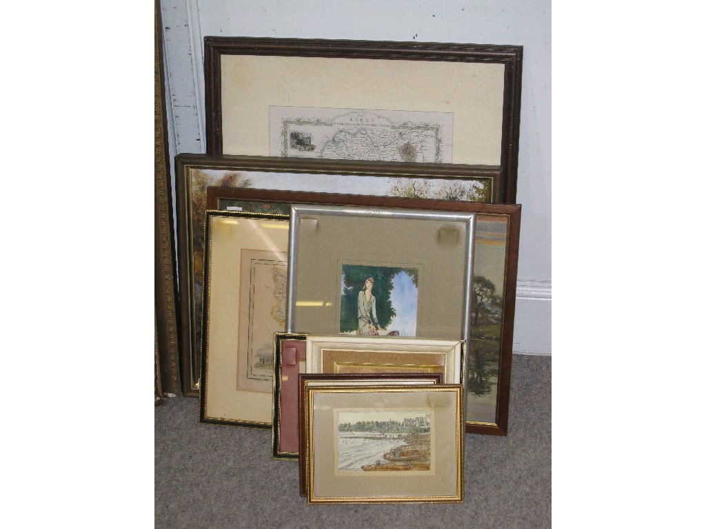 Appraisal: Lot comprising nine various watercolours prints etc