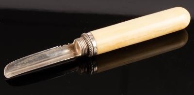 Appraisal: A George III silver and ivory apple corer IT Birmingham